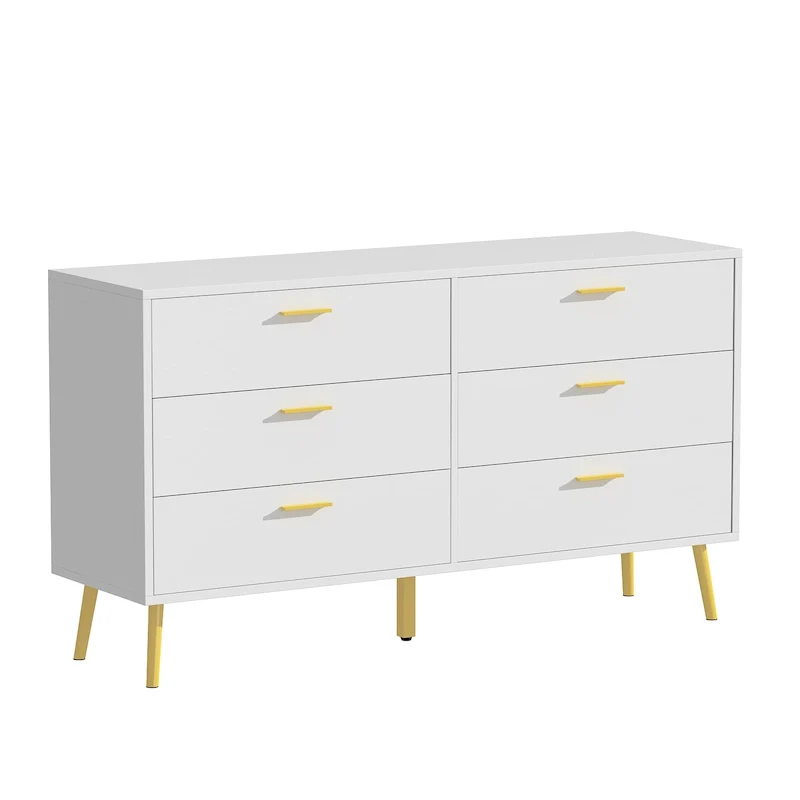 FUFU&GAGA Modern Double 6-Drawer Dresser Chest Of Drawers Cabinet