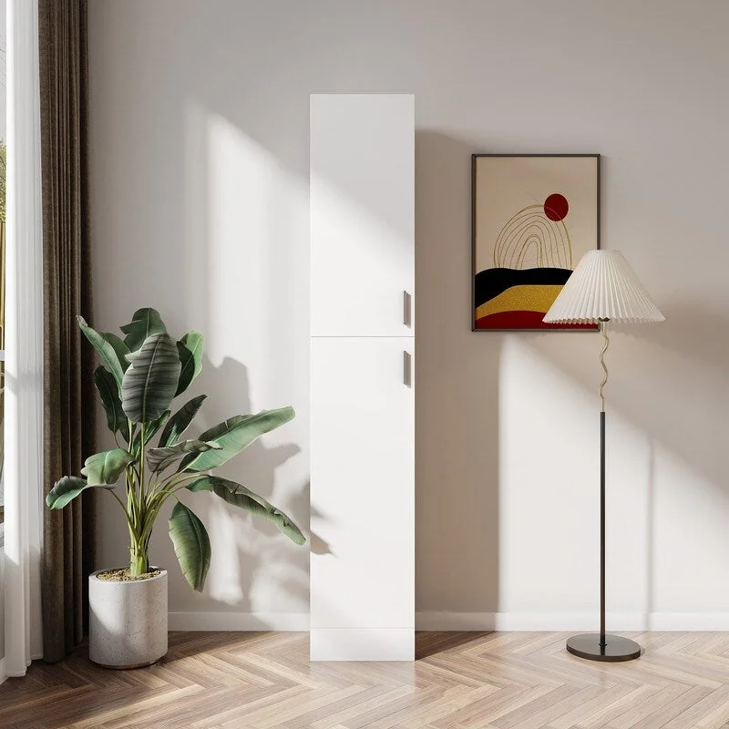 Freestanding Kitchen Storage Cabinet with Shelves and Two Doors