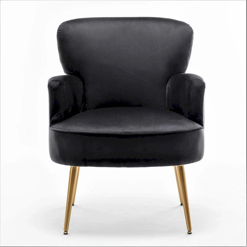 Velvet Accent Chair with Gold Metal Legs