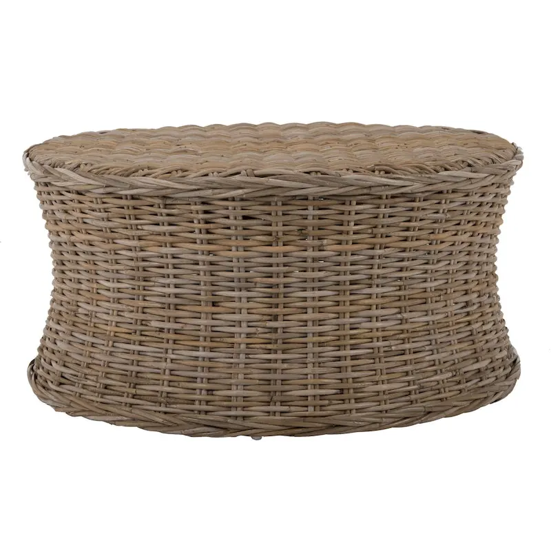 Dark Brown Wicker Ottoman