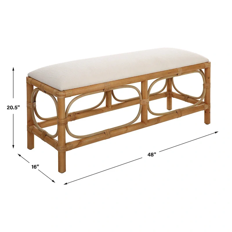Rattan Wrapped Rectangular Bench - 48