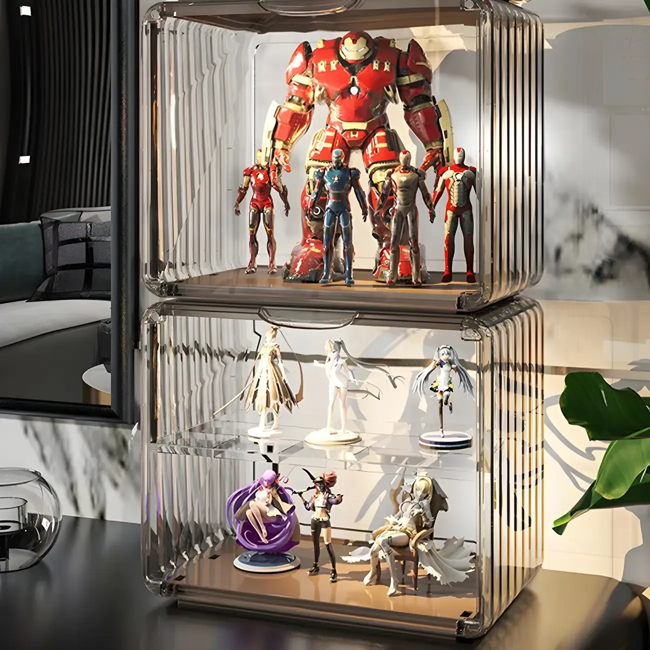 Stylish Stackable Green Clear Acrylic Display Cabinet