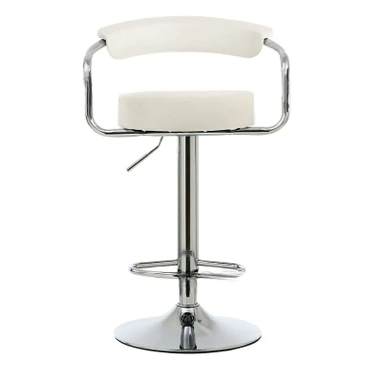 Modern Chrome Leather Ergonomic Adjustable Bar Stool