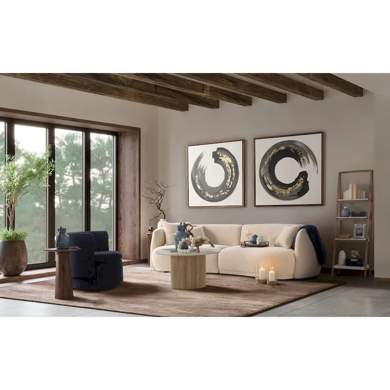 Sagebrook Home Neutral Modern 4 Seat Rectangle Curved Sofa - 117  x 49  x 31