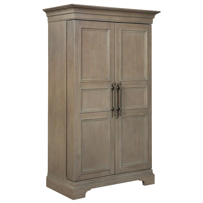 Brown Grey Distressed Wood Wine & Bar Cabinet for 1