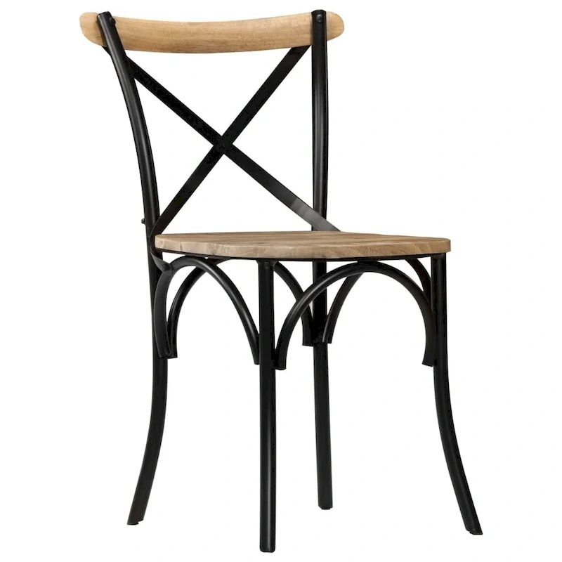 vidaXL Cross Chairs 6 pcs Black Solid Mango Wood - 20.1  x 20.5  x 33.1