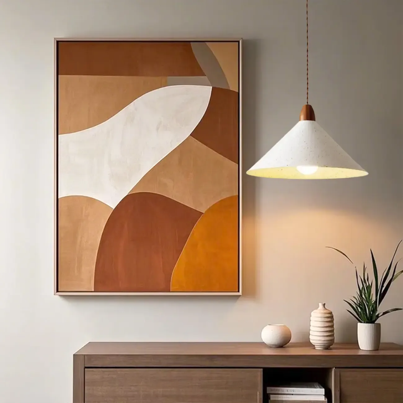 Modern White Iron Cone Pendant Lamp for Living Room