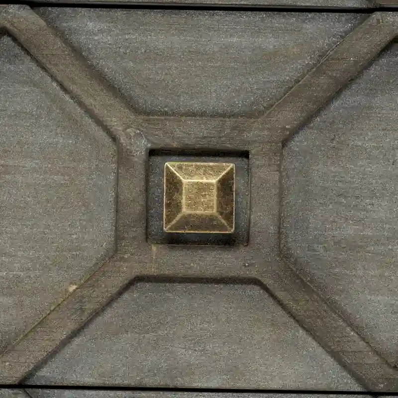 Genevieve II Gray Fir Veneer w/Gold Metal Frame Base 9 Drawer Sideboard