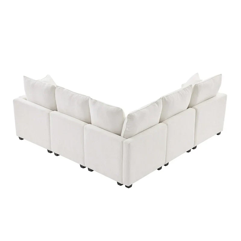 Modern L Shape Modular Sofa,Chenille Sectional Couch Set w/2 Pillows