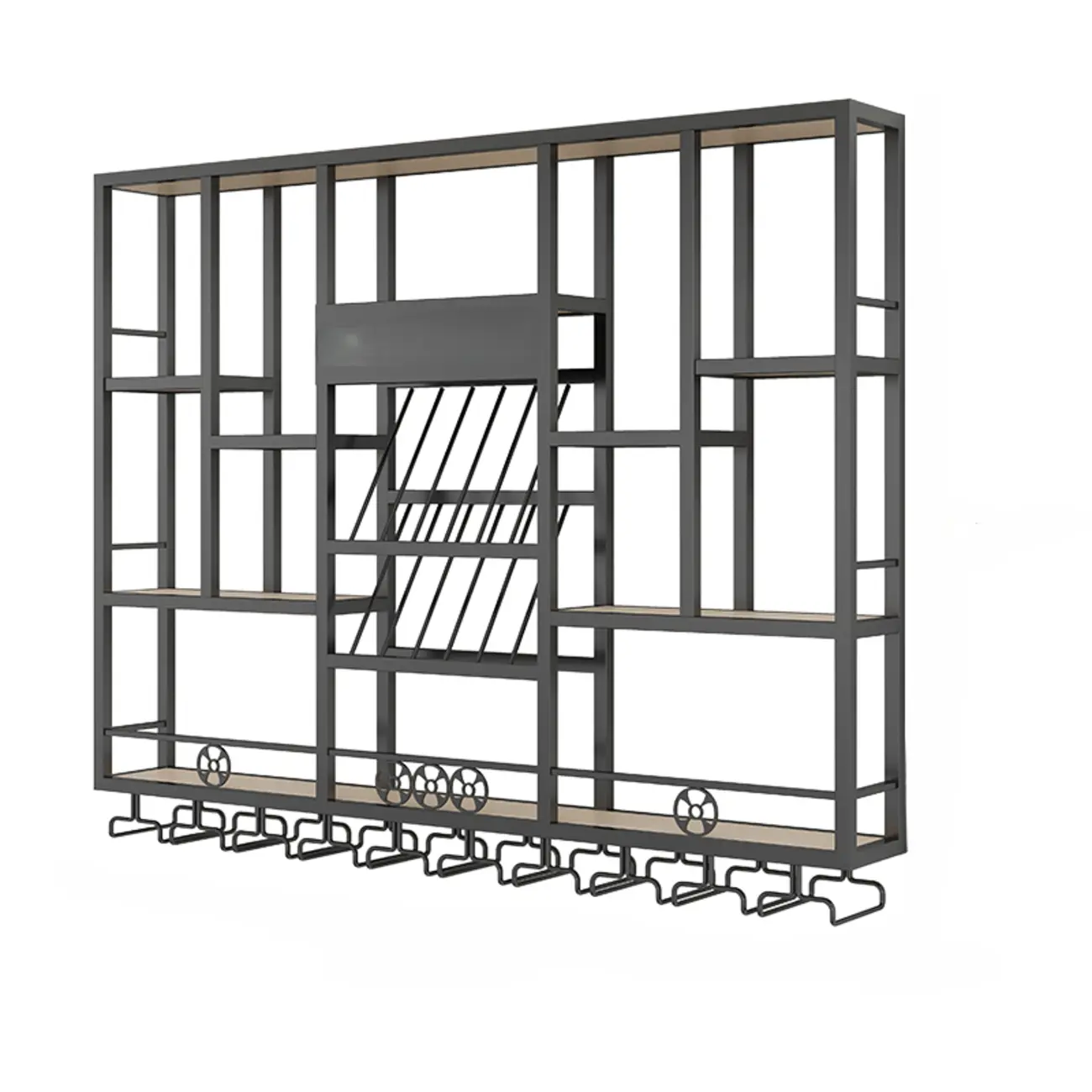 Wall-Mounted Metal Industrial Display Wine Rack