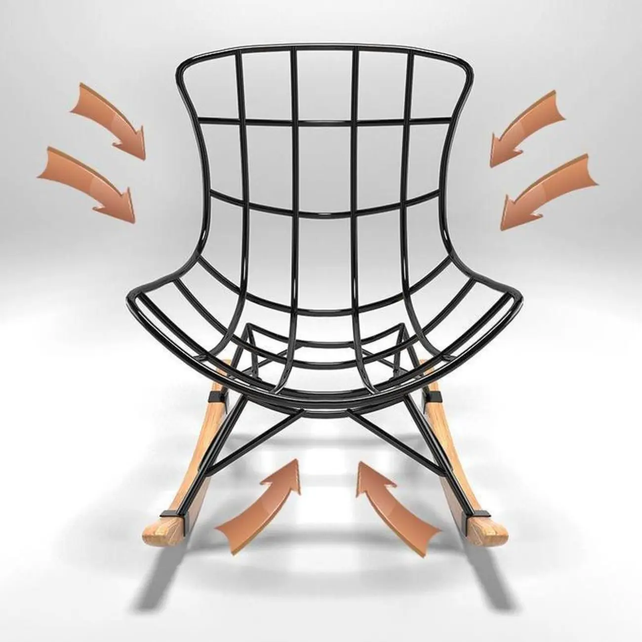 Faux Leather Wingback Rocking Chair with Removable Cushions