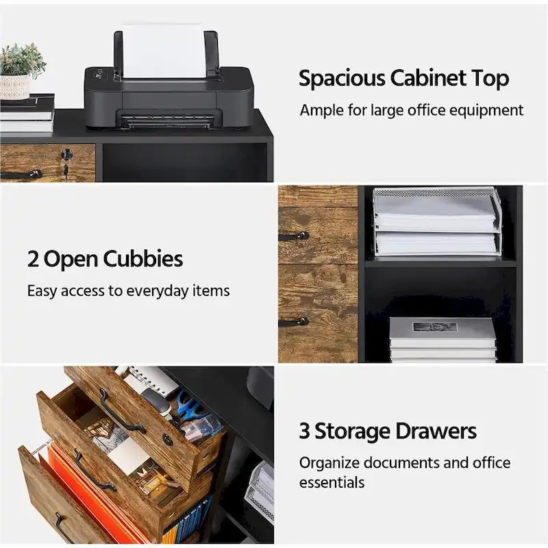 Rolling File Cabinet with 3 Drawers and 2 Shelves