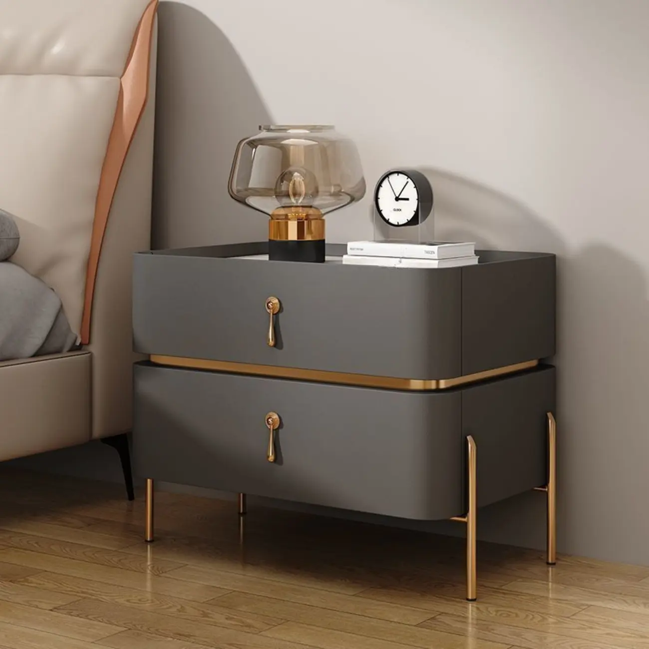 Modern Bedside Table with Sintered Stone Top