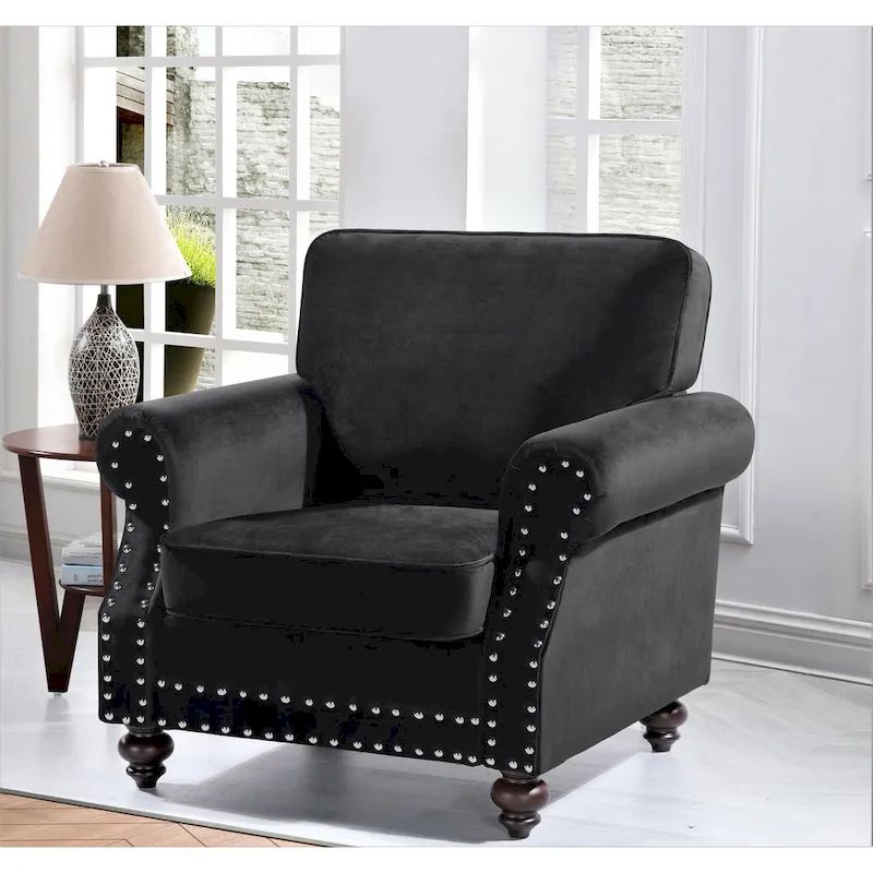 Suffield Velvet Nailhead Armchair