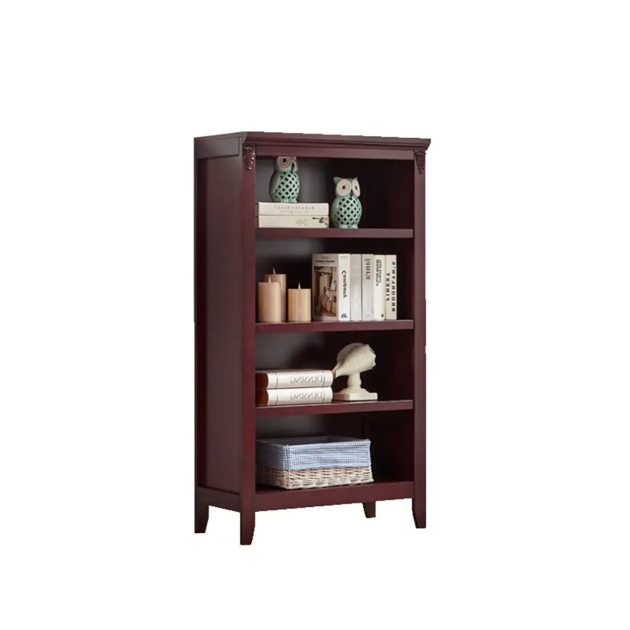 Dark Walnut Modern Vertical Adjustable Shelving Wood Bookcase