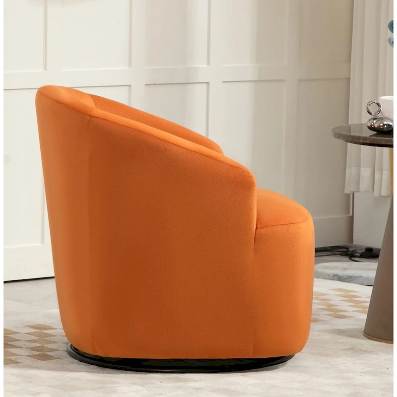 Accent Chair with Barrel-shaped Design and 360 Degree Swivel Feature