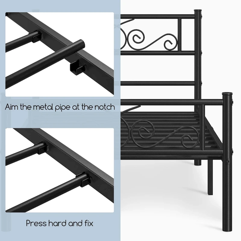 Yaheetech Graceful Scroll Metal-Framed Bed Iron Twin Bed Foundation