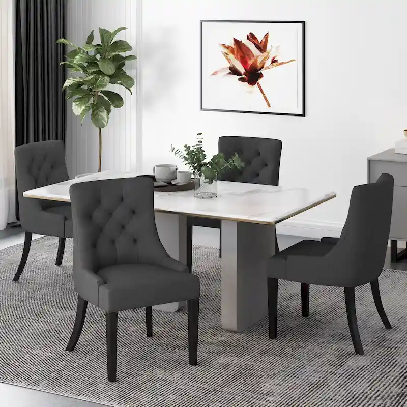 Modern Tufted Fabric Dining Chairs (Set of 4)