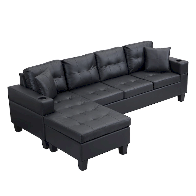 Modern 4-Seat L-Shaped Sectional Sofa with Lounge Chaise