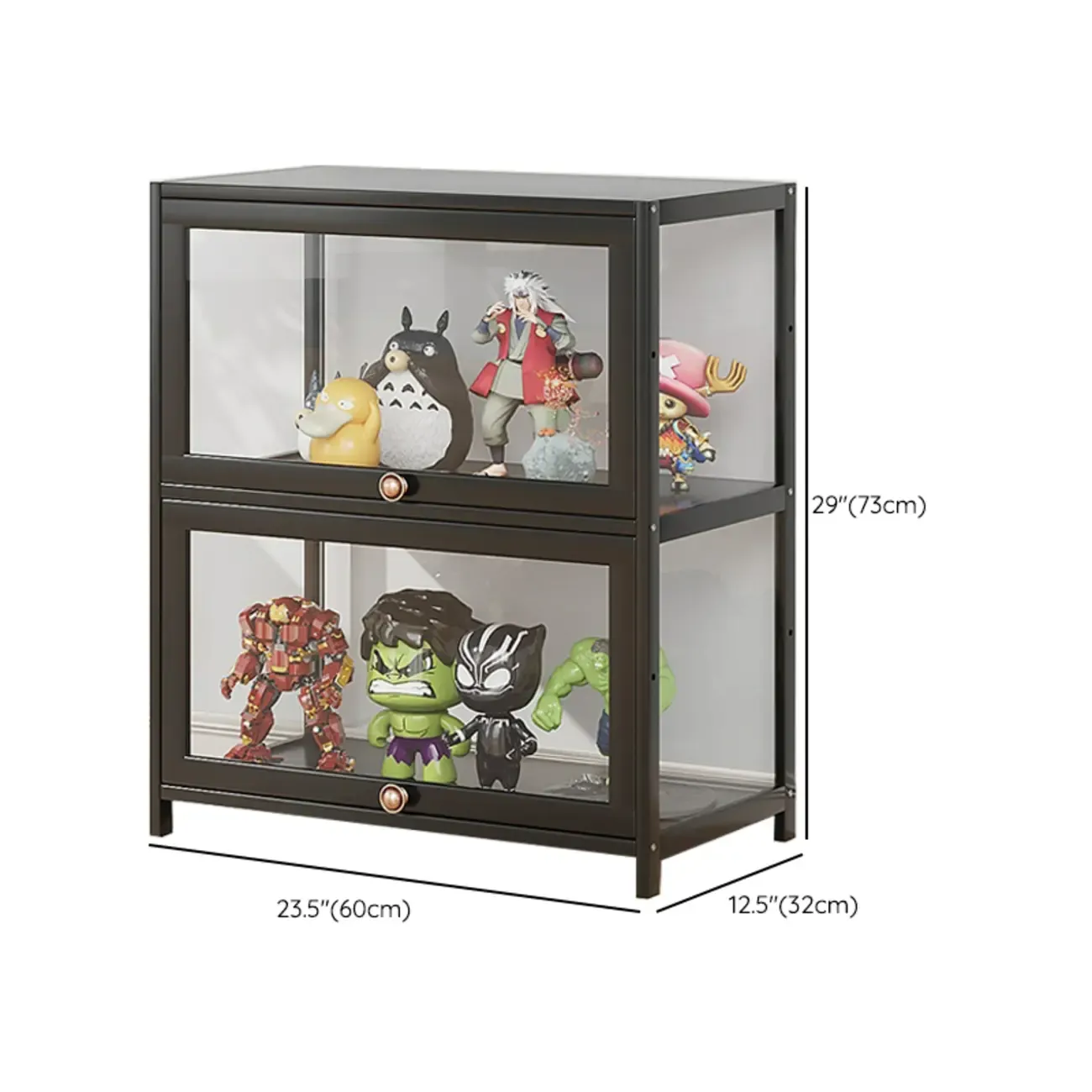 Simple Flip-up Black Clear Glass Cabinet