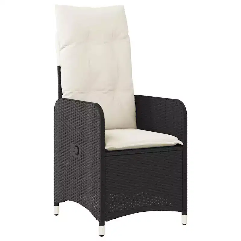 vidaXL Bistro Set Black and Cream White Poly Rattan Eight-seater
