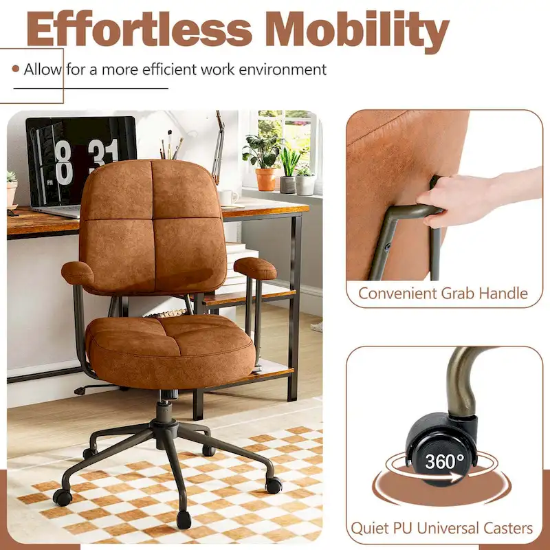 Costway Home Office Chair Leathaire Upholstered Task Chair with - See Details