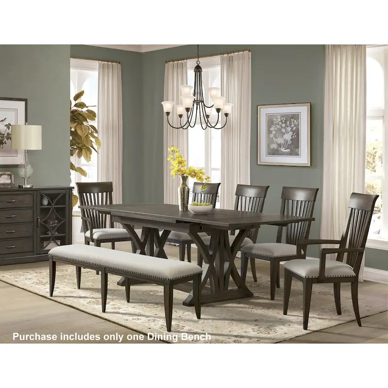 Upholstered Dining Bench in Beige – Padded Seat with Solid Wood Legs