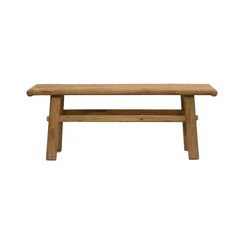 Storied Home Elm Wood Coffee Table Natural: 16.75" High, 45.25" Deep, No Assembly, Elm Frame & Top