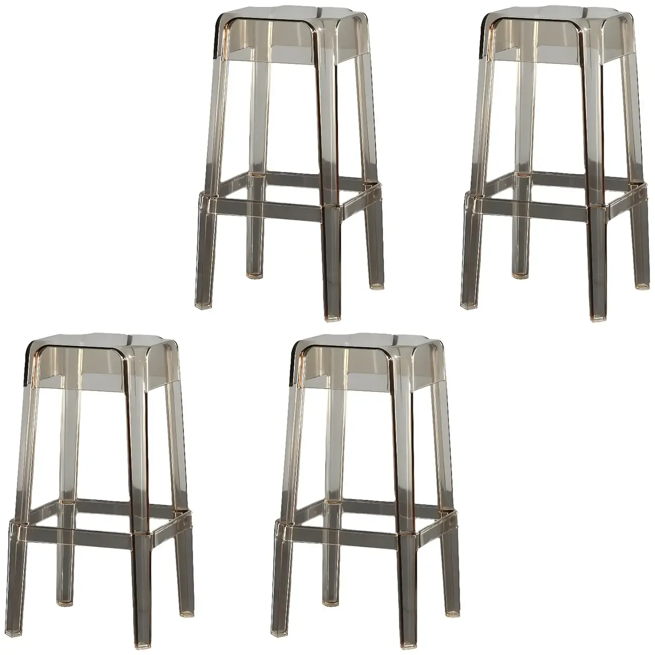 Modern Acrylic Four Legs Square Counter Bar Stool