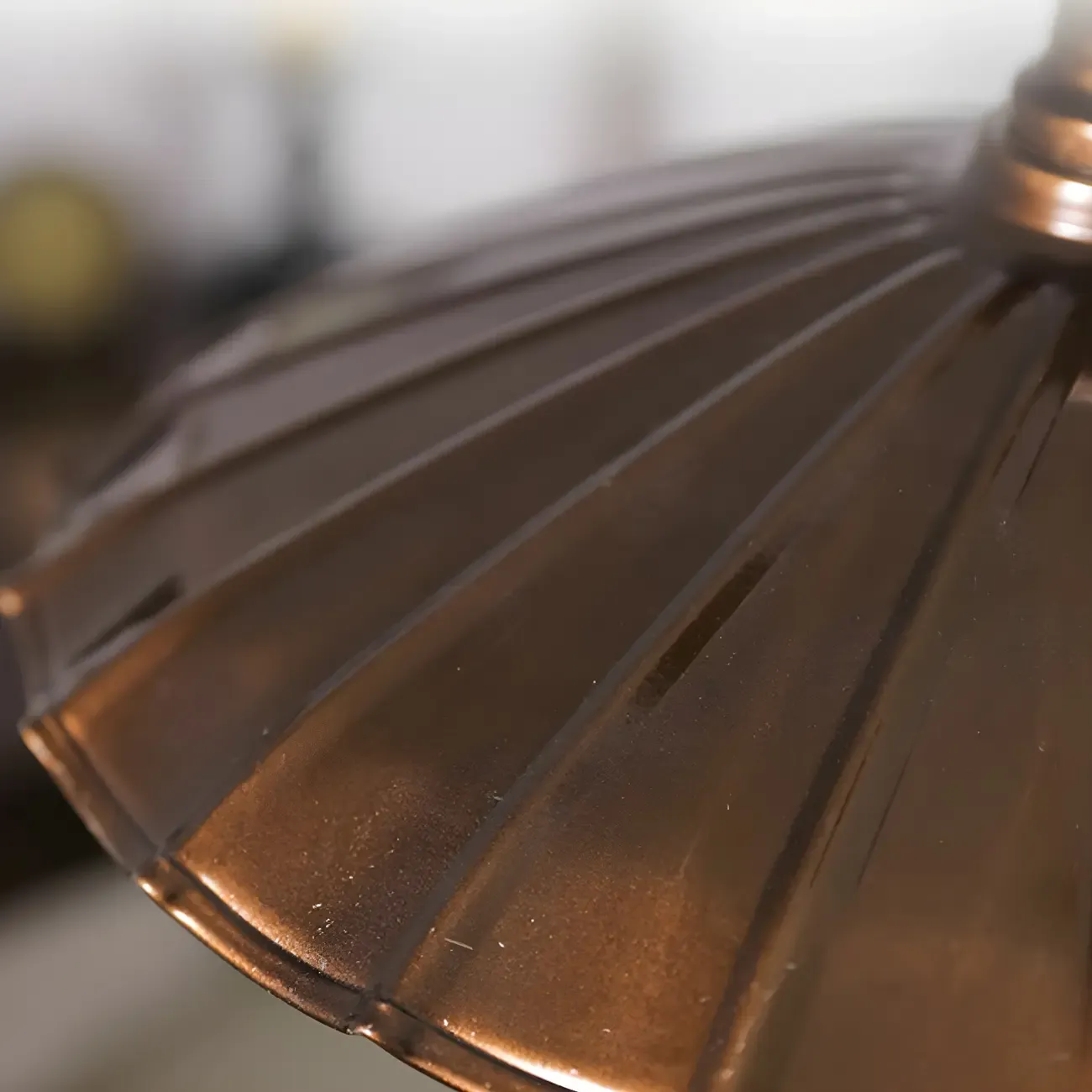 Brown Iron Fluted Cone Round Pendant Light