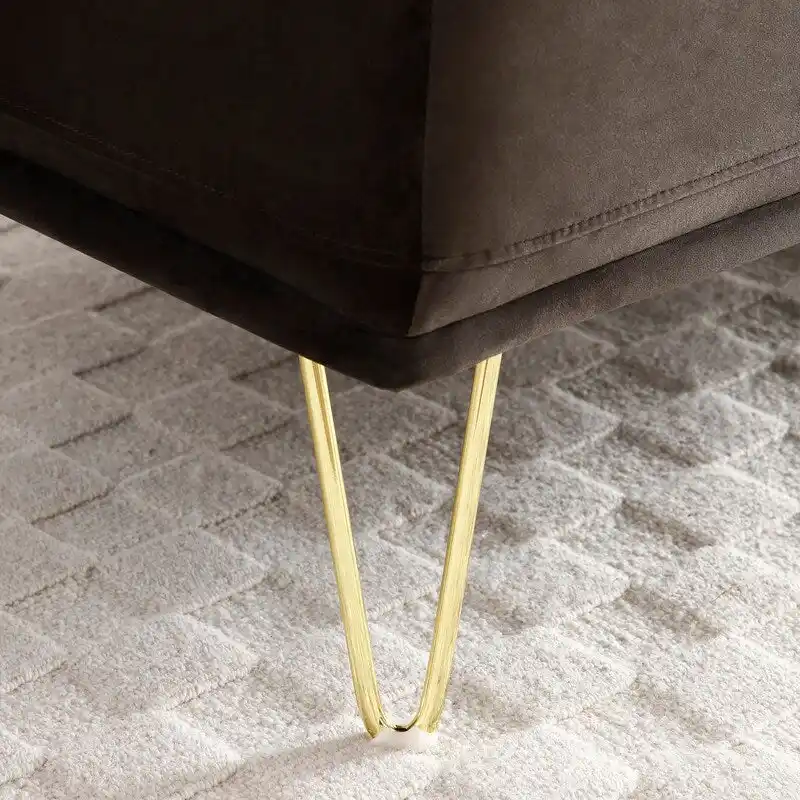 56.3Inch Width Modern End of Bed Bench,Velvet Fabric Upholstered 2 Seater Sofa Couch Entryway Ottoman Bench,Grey