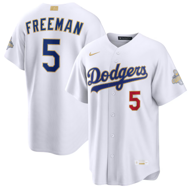 Los Angeles Dodgers Freddie Freeman White 2026 Gold Collection Stadium Jersey