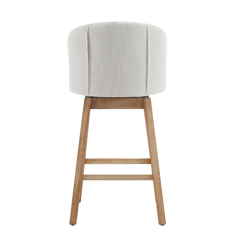 Roomfitters 33.25 Swivel Upholstered Counter Stools, Set of 2 Armless Bar Chairs with Rubberwood Frame and Footrest