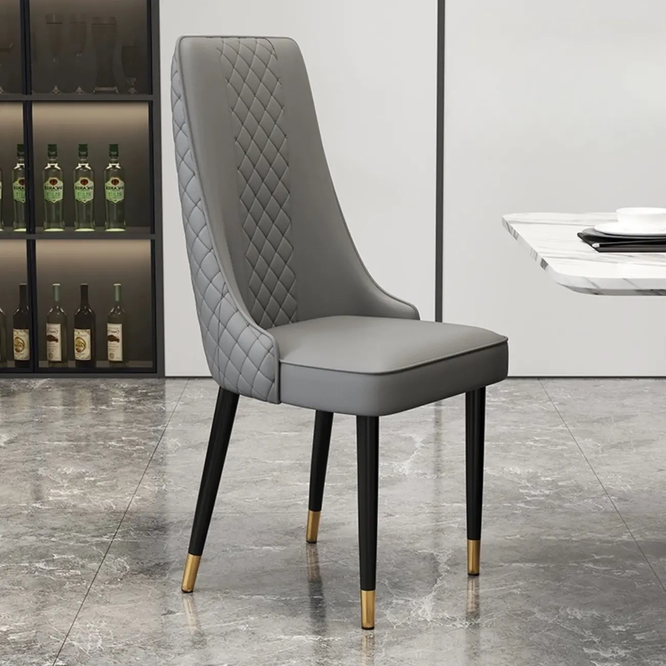 Modern Leather Full Back Upholstered Dining Chair