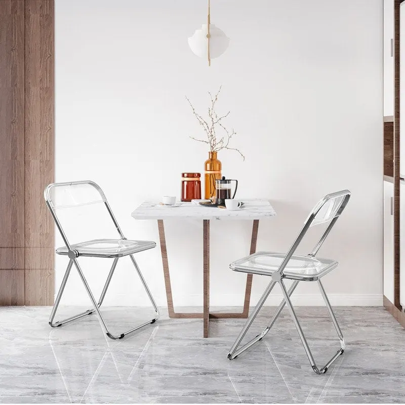 2PC Folding Stackable Acrylic Chair Transparent
