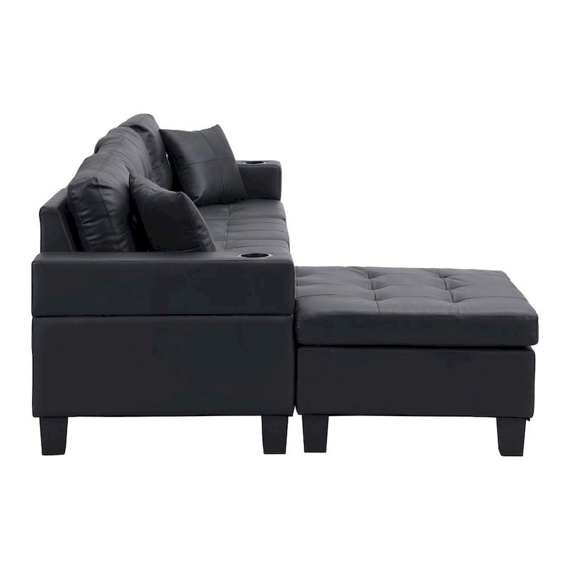 Modern 4-Seat L-Shaped Sectional Sofa with Lounge Chaise