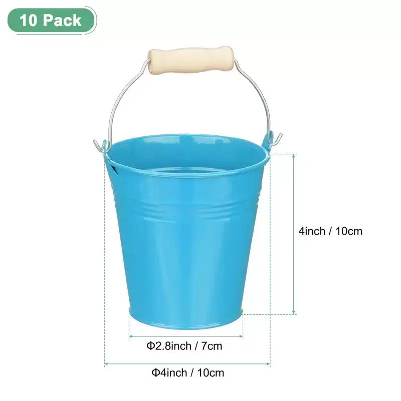 Unique Bargains Galvanized Metal Rustic Durable Multipurpose Small Metal Bucket 10 Pcs