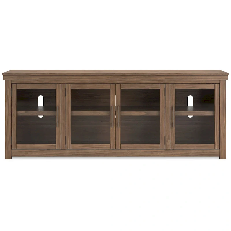 85-Inch TV Media Console with 4 Glass Doors and Adjustable Shelves