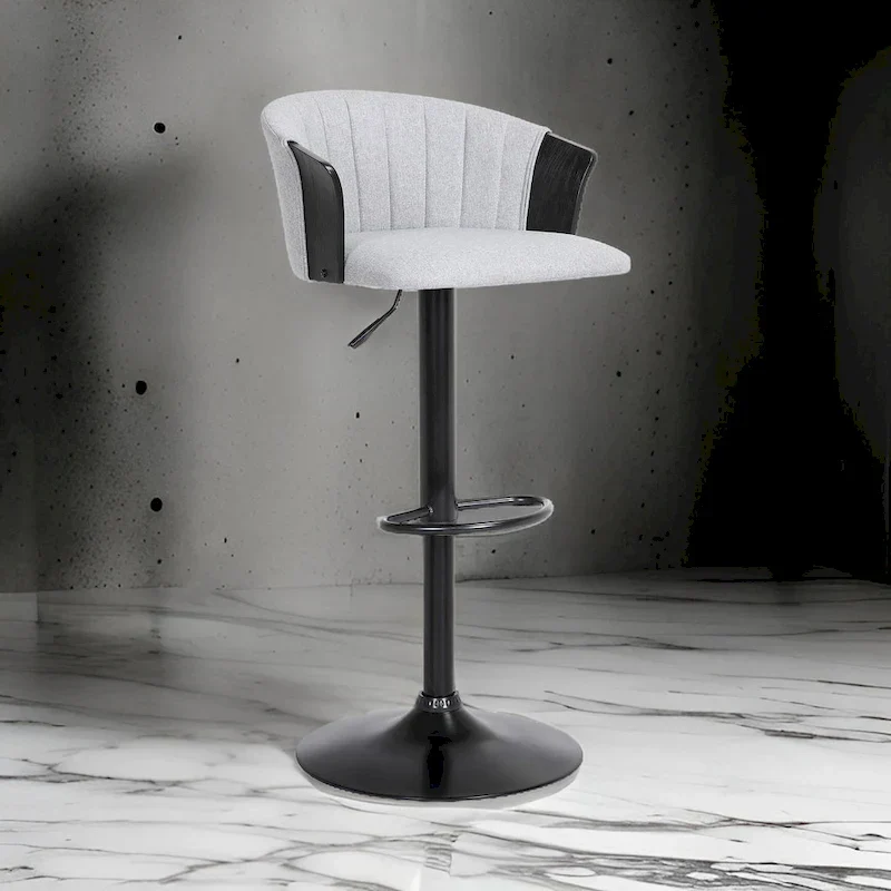 Gray & Black Adjustable Height Swivel Barstool, Single Seat