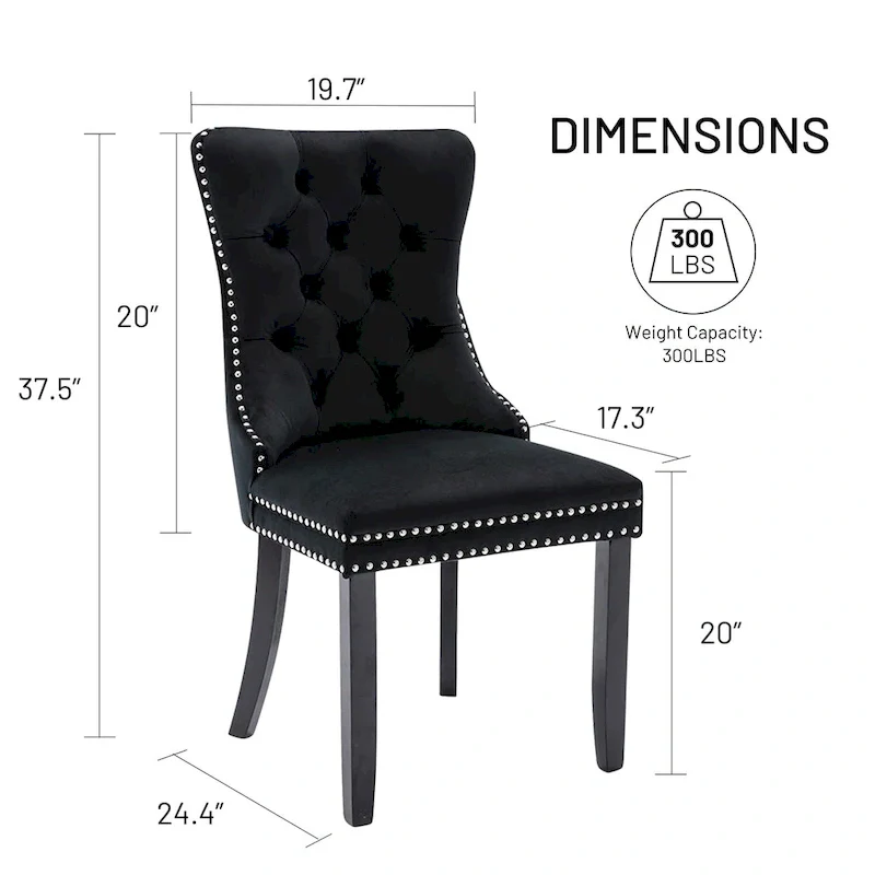 Dining Chairs Set of 6, Luxury Upholstered Velvet Kitchen Chairs Side Chair with Padded Seat Back and Solid Wood Legs - N/A