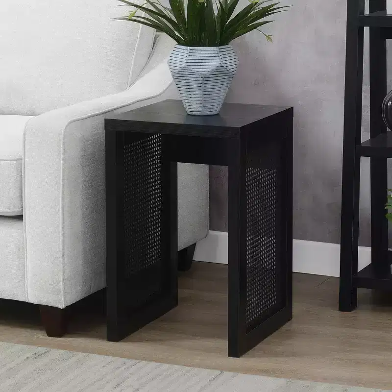 Breighton Home Northfield Weave End Table in Black/Black