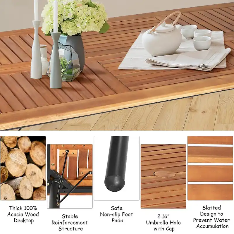 Costway 7PCS Patio Rattan Dining Chair Table Set with Cushion - See Details