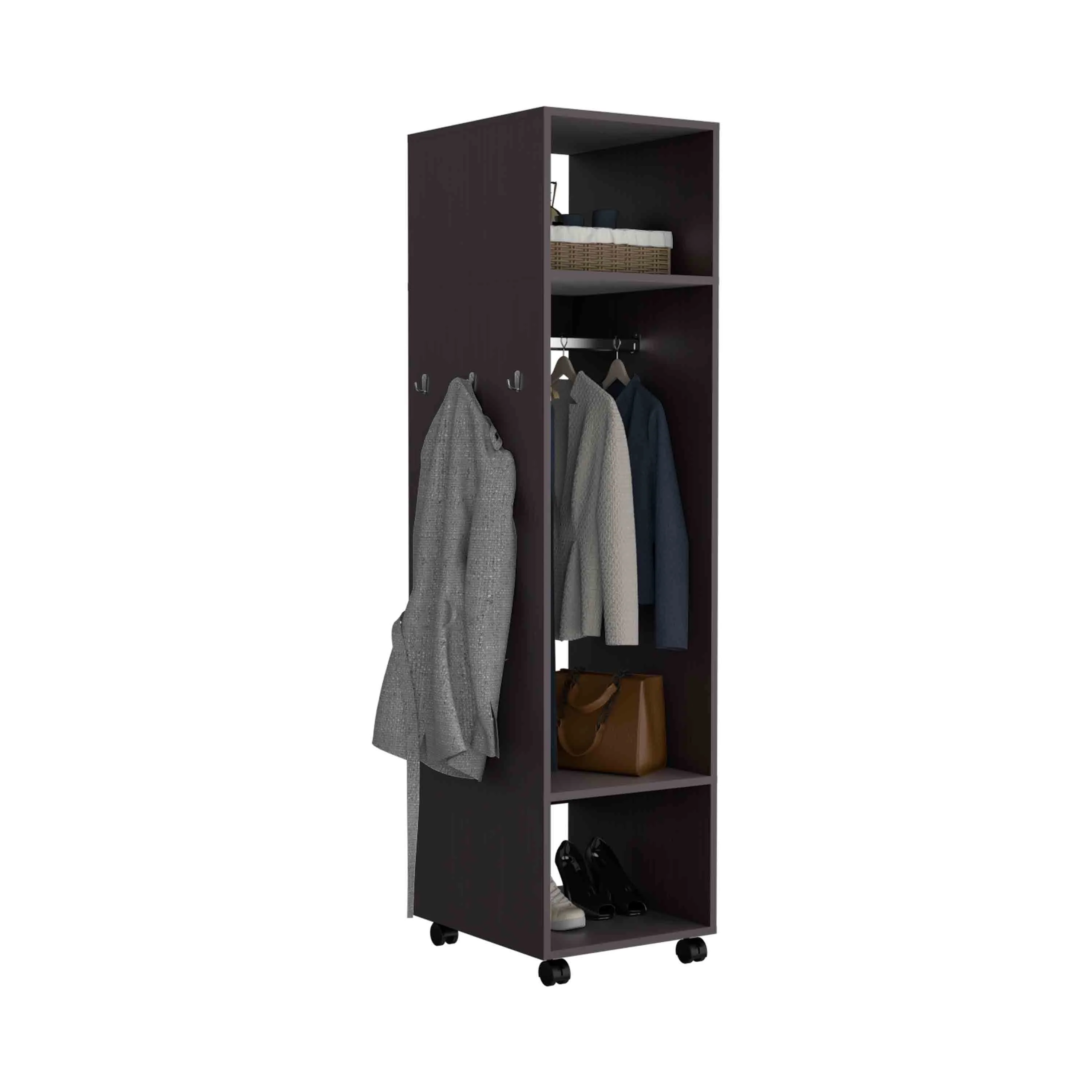 Walker Edison | Minimalist Tall Wardrobe Armoire Storage Cabinet with Mirrorlook