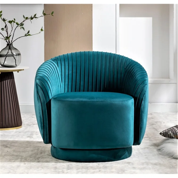 Modern Barrel Swivel Accent Chair with Plush Velvet Upholstery