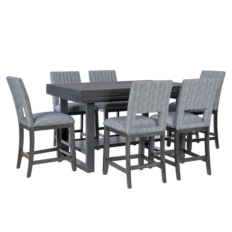 Wilson Grey Wooden 7-Piece Counter Height Dining Set