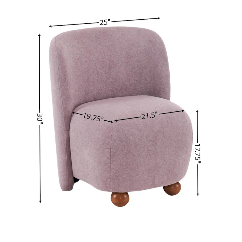 '- Eliana Modern Teddy Fabric Accent Chair with Curved Backrest and Legs