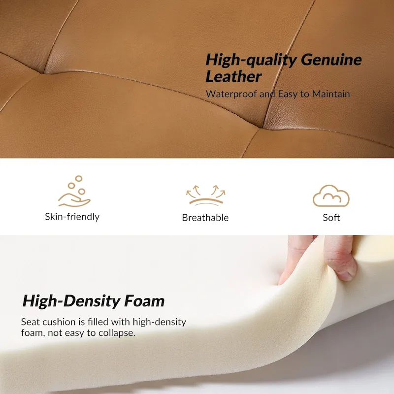 Elizabeth Mid-century Genuine Leather Arm Chair by HULALA HOME