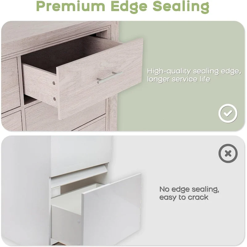 Modern Wood 6 Drawer Dresser