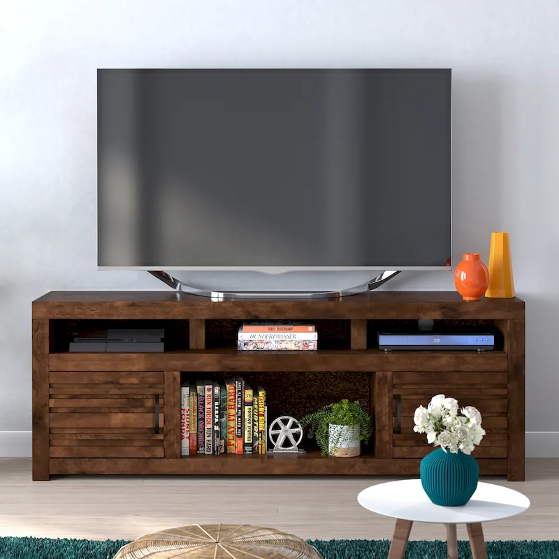 72 Inch TV Stand Console for TVs up to 85 Inches, Whiskey Finish
