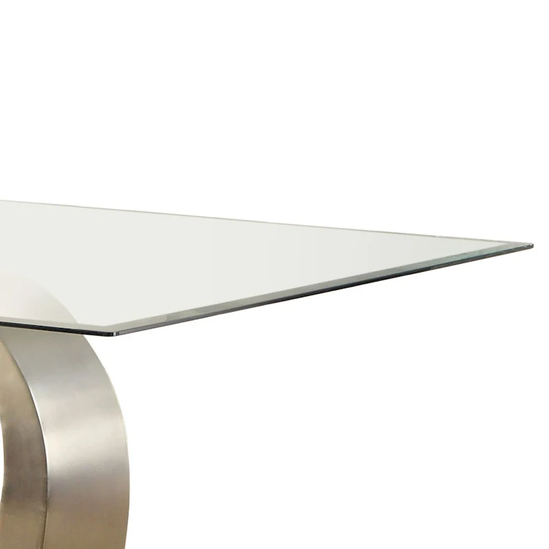 Modern Silvertone 60-inch Glass Top Dining Table